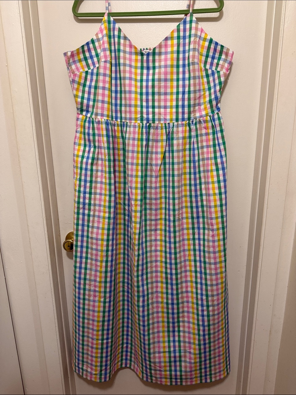 J. Crew Multicolor Gingham Maxi Sundress - Pink, Yellow, Green, Blue